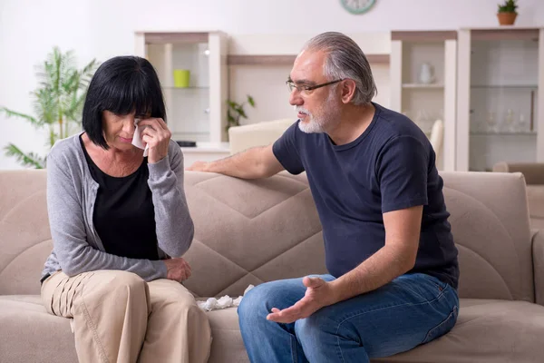 Altes Paar hat Streit zu Hause — Stockfoto