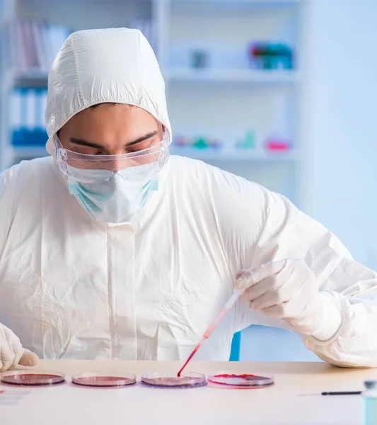 Assistente di laboratorio che analizza i campioni di sangue in ospedale — Foto Stock