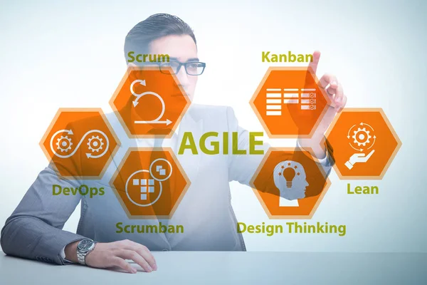 Agile concept met zakenmensen op knoppen — Stockfoto