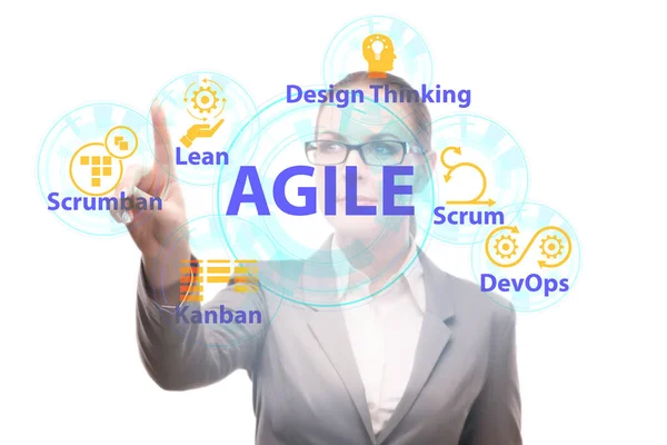 Agile concept met zakenmensen op knoppen — Stockfoto