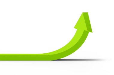 Büyümeyi gösteren basit ok - 3d oluşturma
