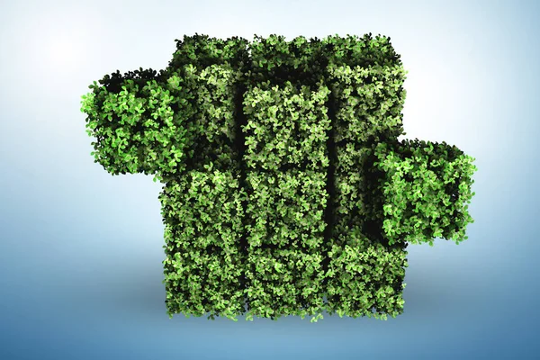 Cube composé de pièces vertes en concept vert - rendu 3d — Photo
