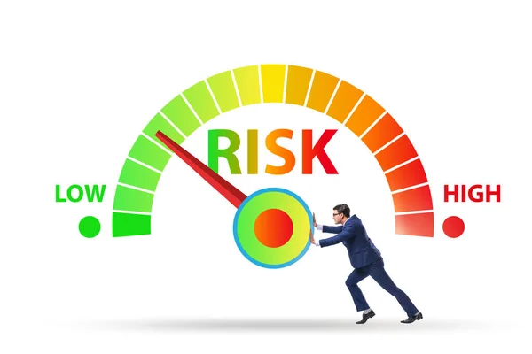 Geschäftsmann in Risikomessung und Managementkonzept — Stockfoto