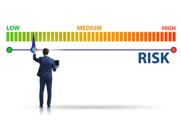 Podnikatel v koncepci měření a řízení rizik — Stock fotografie