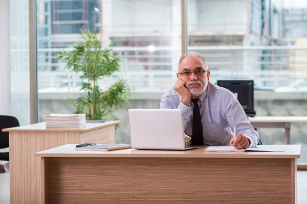 Viejo jefe empleado que trabaja en la oficina — Foto de Stock