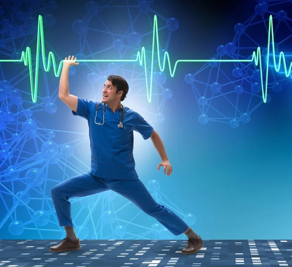 Medico uomo in cardiologia concetto di telemedicina — Foto Stock