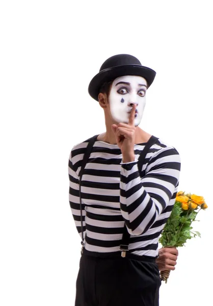 Mime med en massa blommor isolerade på vitt — Stockfoto