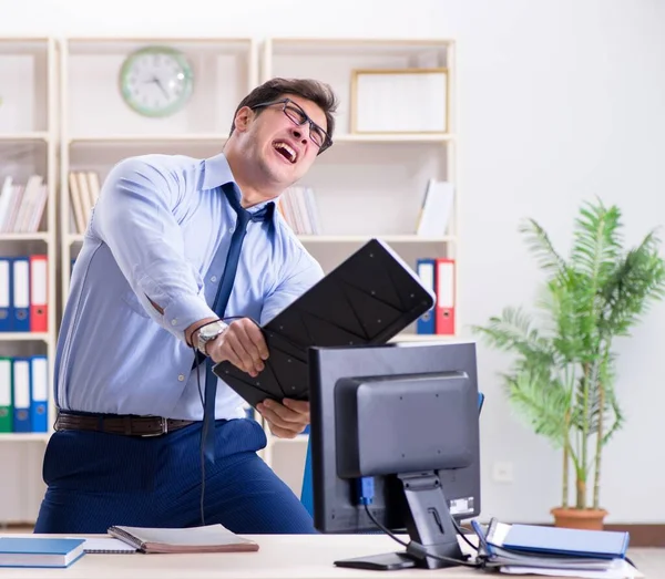 Angry businessman frustrated with too much work — Stock Photo, Image