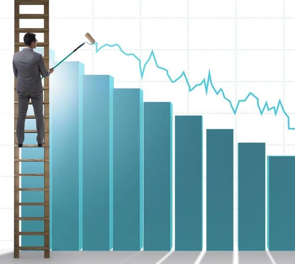 Empresario escalando hacia el crecimiento de las estadísticas —  Fotos de Stock