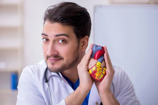 Jonge mannelijke cardioloog in de klas — Stockfoto