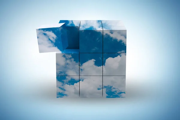 Kubus gemaakt van wolkenvormen - 3d rendering — Stockfoto