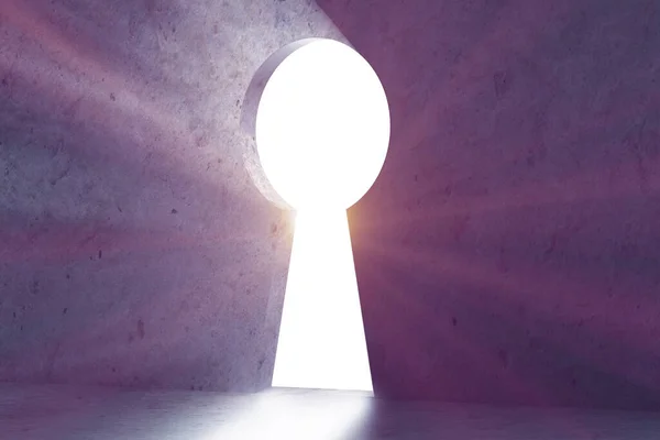 Door to success with keyhole - 3d rendering — Stock Photo, Image