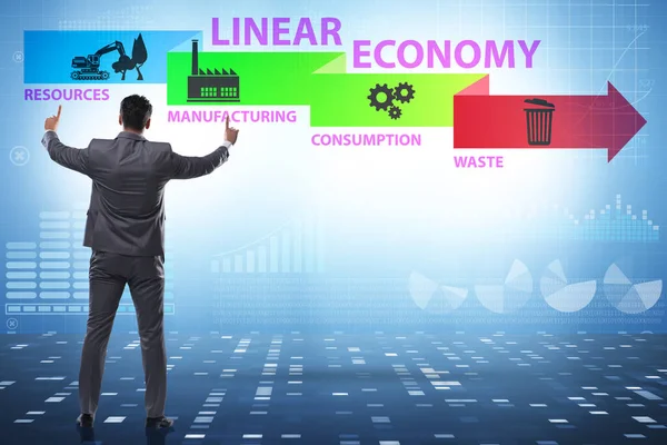 Conceito de economia linear com empresário — Fotografia de Stock