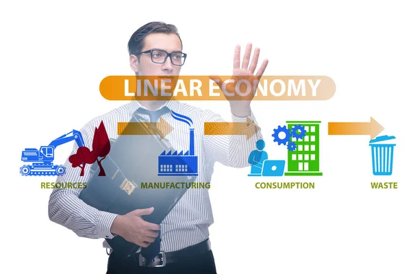 Концепція лінійної економіки з бізнесменом — стокове фото