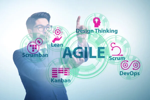 Agile concept met zakenmensen op knoppen — Stockfoto