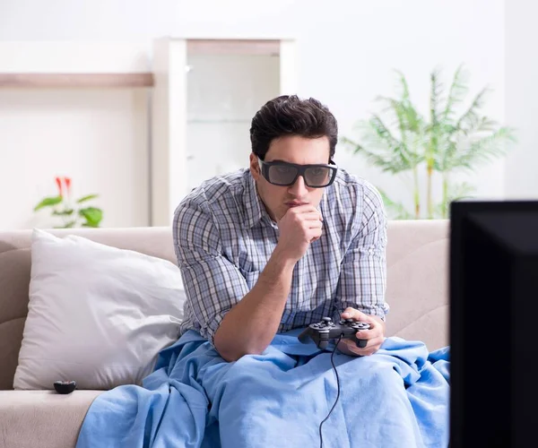 Man playing 3d games at home — Stock Photo, Image