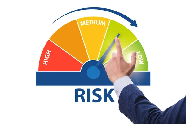 Businessman in risk metering and management concept — Stock Photo, Image