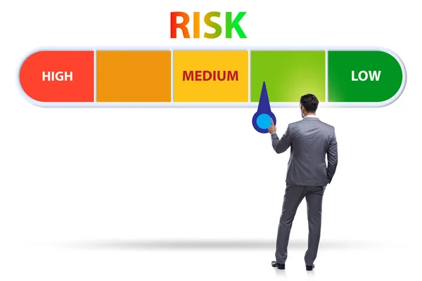 Businessman in risk metering and management concept — Stock Photo, Image