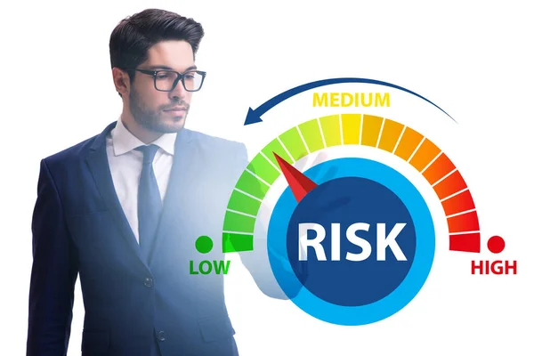 Risk ölçme ve yönetim kavramında iş adamı — Stok fotoğraf