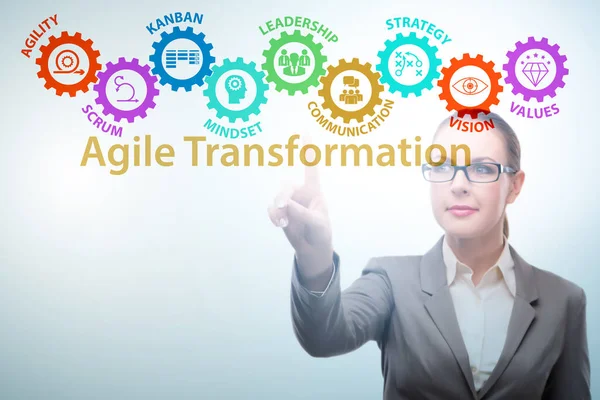 Zakenvrouw in agile transformatie concept — Stockfoto