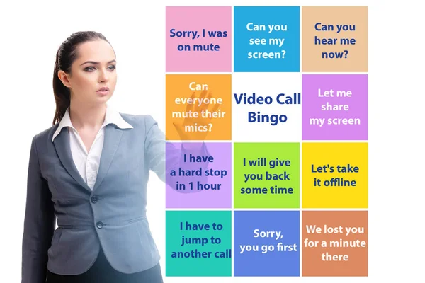Video çağrı bingosuyla ilgili komik bir kavram — Stok fotoğraf