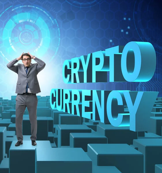 Homme d'affaires confus sur toutes les crypto-monnaies — Photo