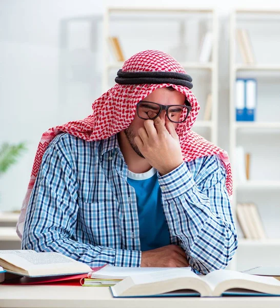 Arab student preparing for university exams