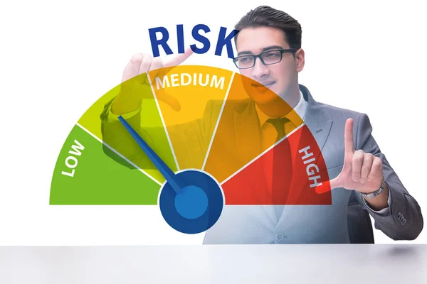 Geschäftsmann in Risikomessung und Managementkonzept — Stockfoto
