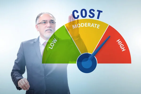 Businessman in cost management concept — Stock Photo, Image