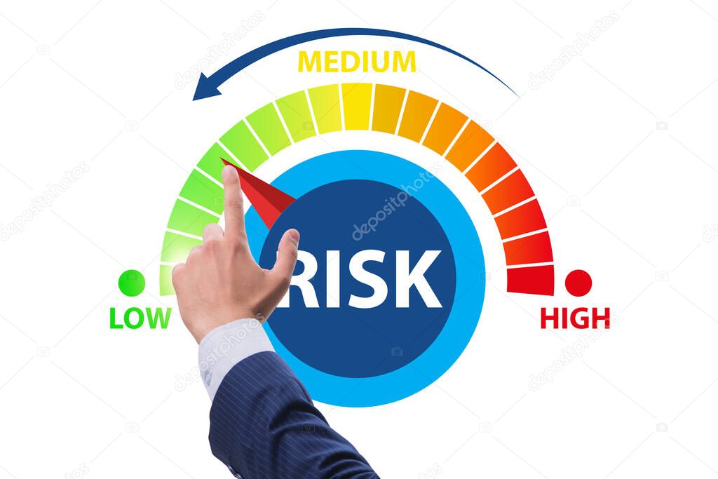 Businessman in risk metering and management concept