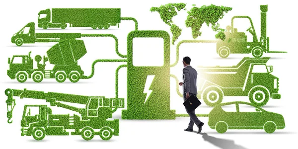 Elektrikli şarj ve araç kavramında iş adamı