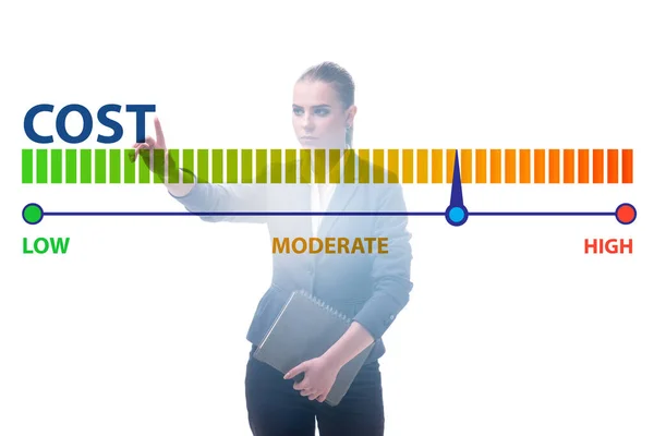 Zakenvrouw in kostenbeheer concept — Stockfoto