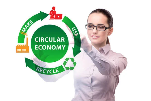 Concepto de economía circular con empresaria —  Fotos de Stock