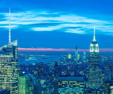 Günbatımında New York Manhattan manzarası