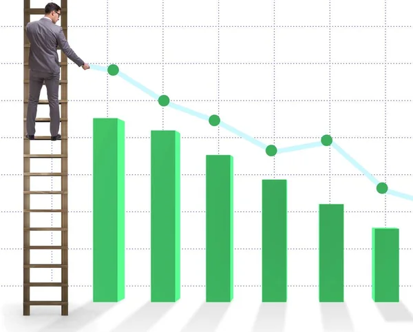 Businessman climbing towards growth in statistics — Stock Photo, Image