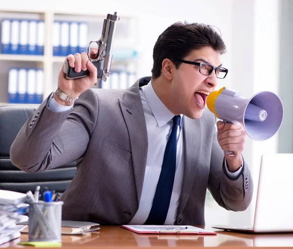 Angry aggressive businessman in the office — Stock Photo, Image