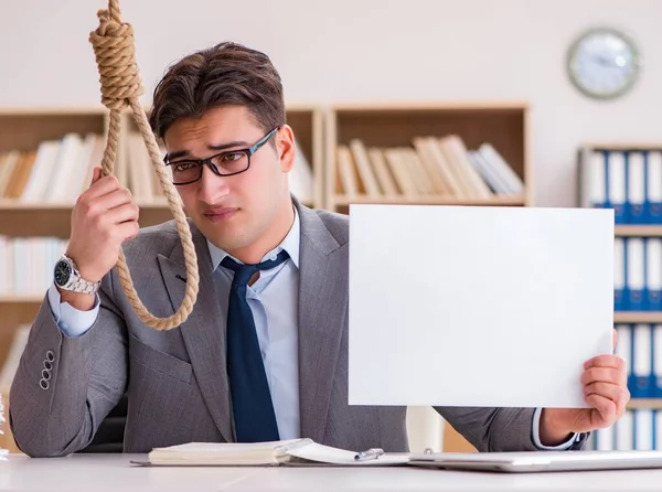 Bankrupt broke businessman considering suicide hanging himself — Stock Photo, Image