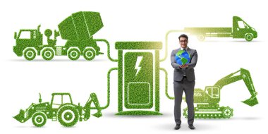 Elektrikli şarj ve araç kavramında iş adamı