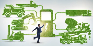 Elektrikli şarj ve araç kavramında iş adamı