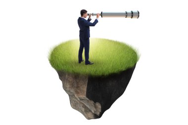 Yüzen adada iş adamı konsepti