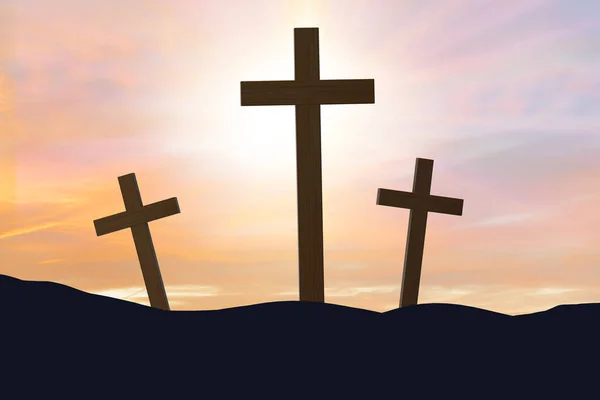 Religious concept with cross against sky — Stock Photo, Image