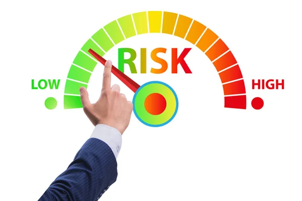 Businessman in risk metering and management concept — Stock Photo, Image