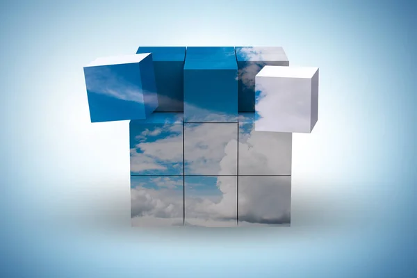 Kostka wykonana z kształtów chmur - renderowanie 3d — Zdjęcie stockowe