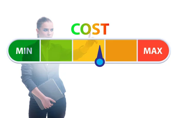 Businesswoman in cost management concept — Stock Photo, Image