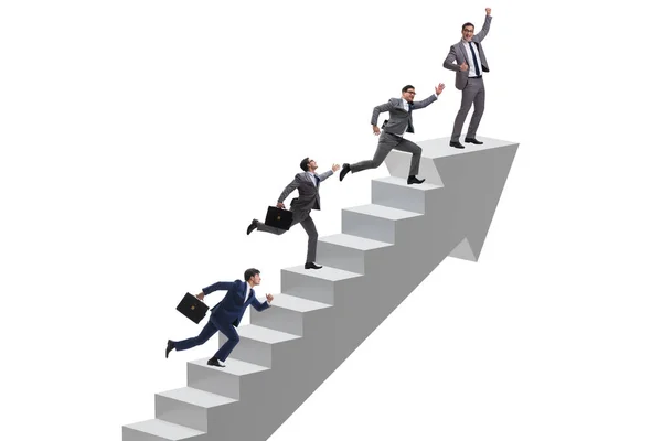 Businessman climbing career ladder in business concept — Stock Photo, Image