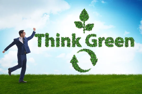 Uomo d'affari in pensare concetto verde — Foto Stock