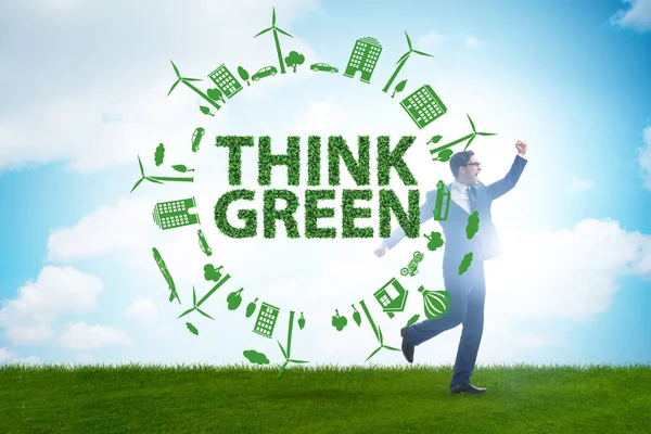 Empresario en pensar concepto verde — Foto de Stock