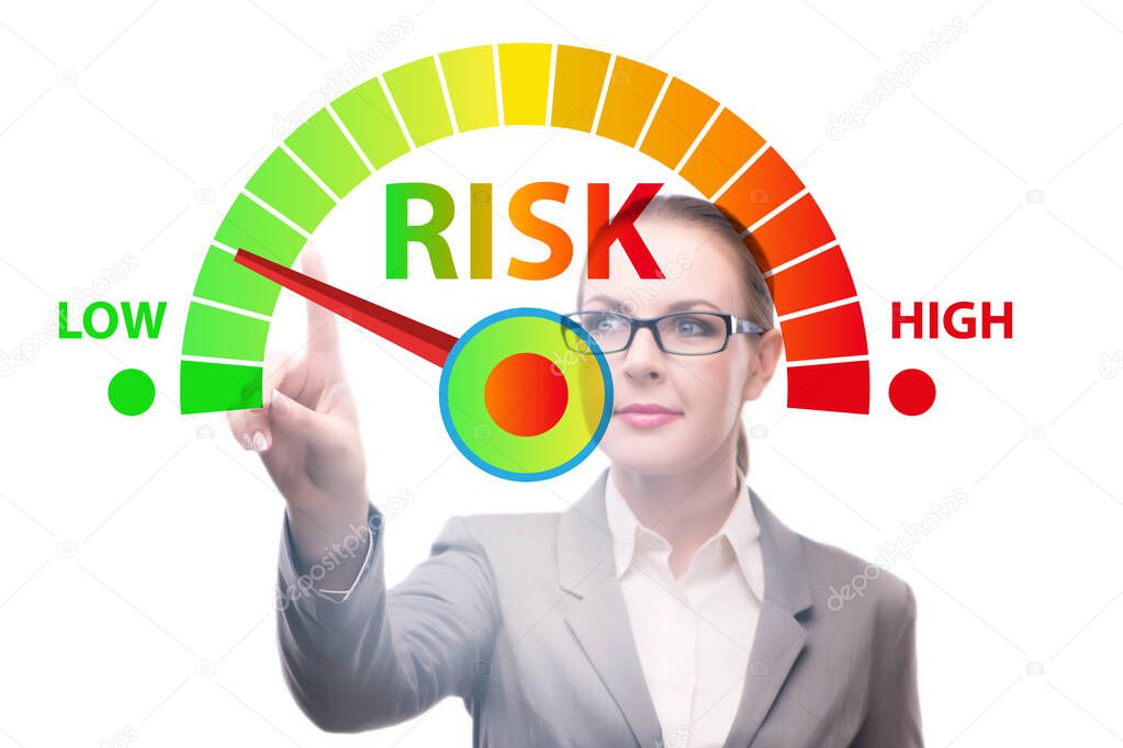 Businesswoman in risk metering and management concept