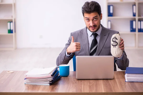 Young businessman employee in remuneration concept — Stock Photo, Image