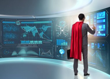 Superhero in data management concept clipart